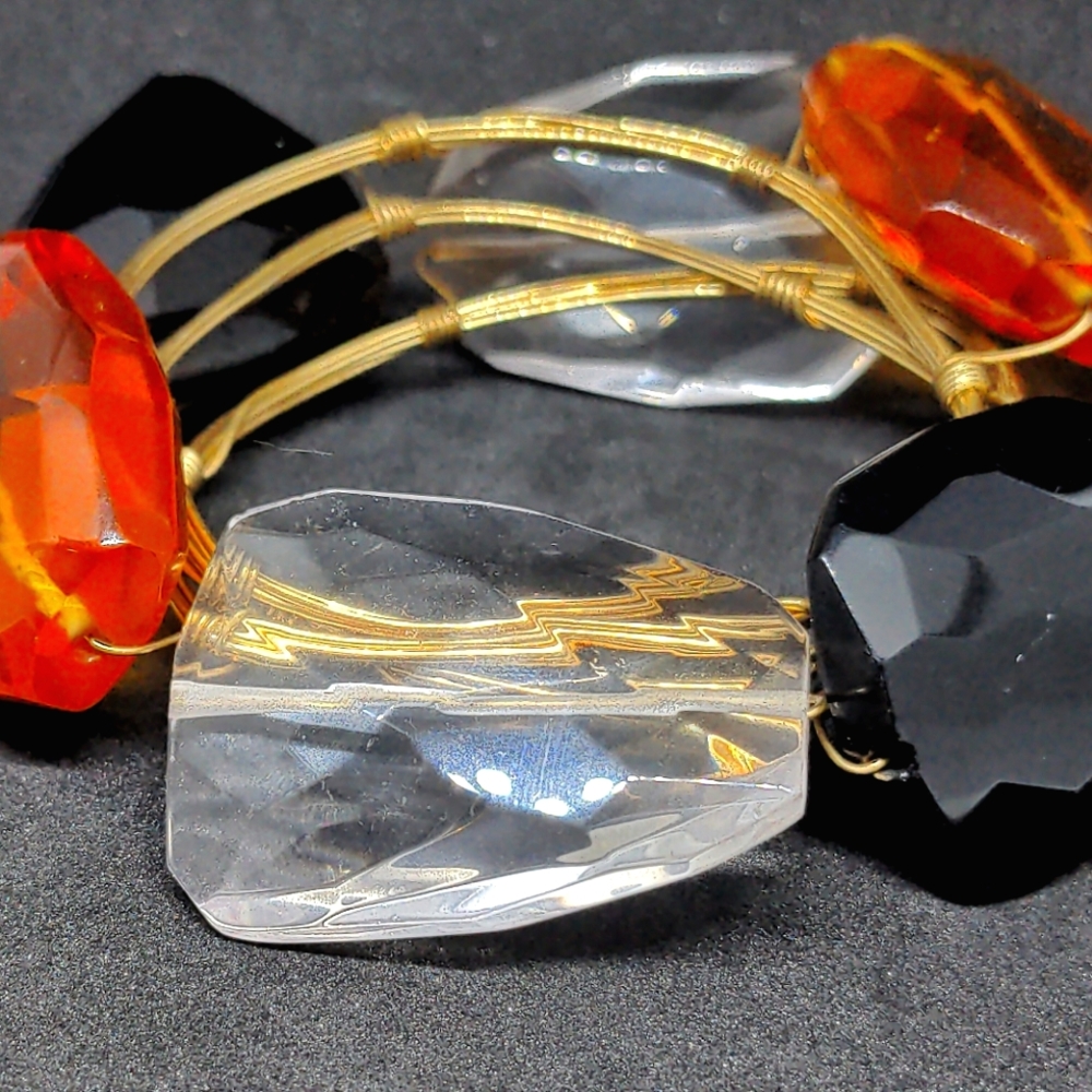 Three Stone Stackable Iridescent Crystal Bangle - image 2